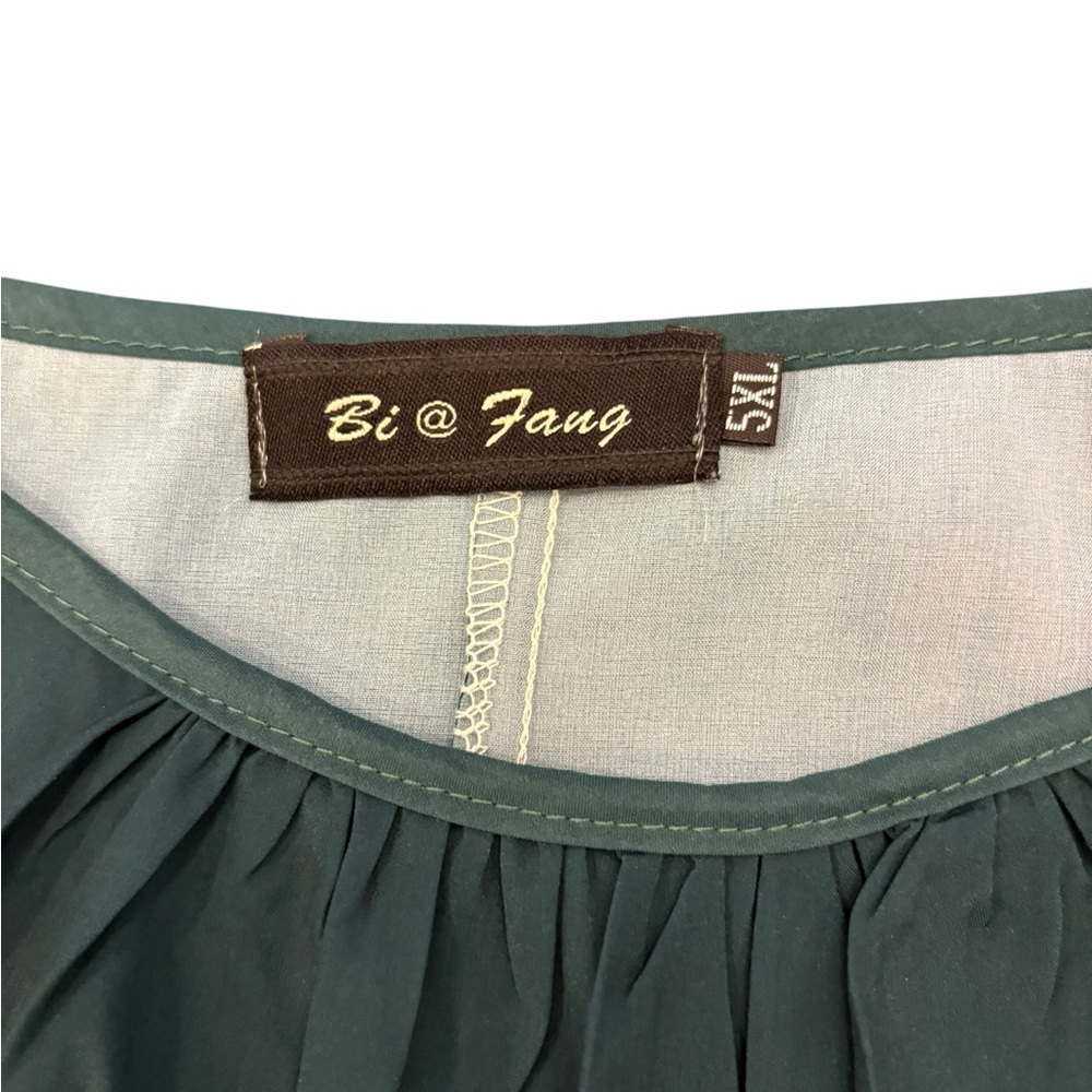 Hombre Green White Tank Top 3X Blouse Spaghetti Strap Pleated Summer Colorful - Picture 7 of 11
